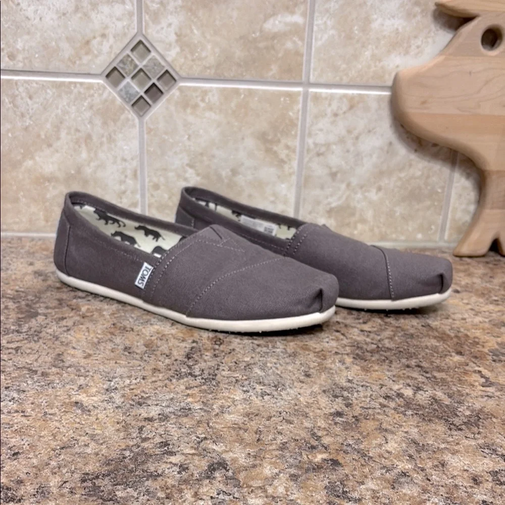 Toms Alpargata Heritage Canvas Brown Slip-On Shoes Size 8